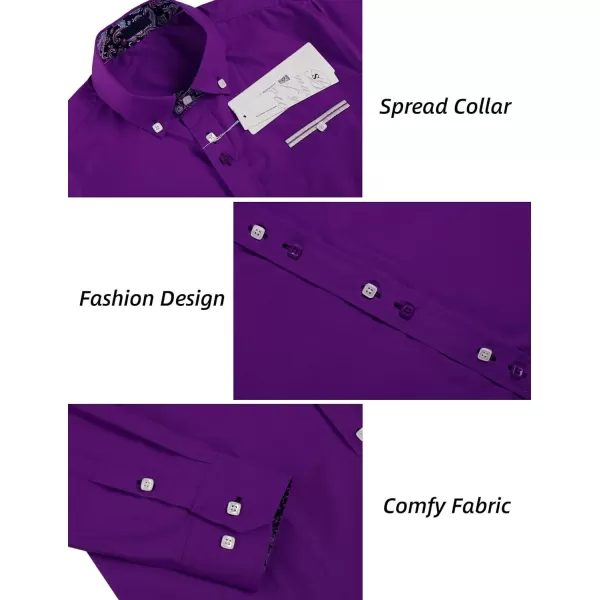 COOFANDY Mens Dress Shirt Long Sleeve Casual Button Down Paisley Shirts Party Wedding Dress Shirt