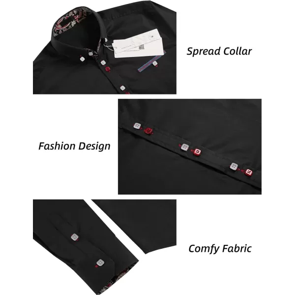 COOFANDY Mens Dress Shirt Long Sleeve Casual Button Down Paisley Shirts Party Wedding Dress Shirt