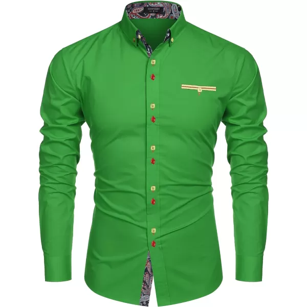 COOFANDY Mens Dress Shirt Long Sleeve Casual Button Down Paisley Shirts Party Wedding Dress Shirt