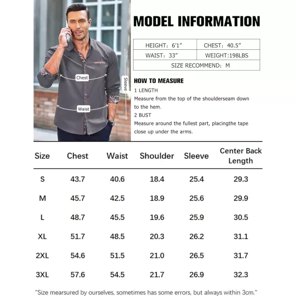 COOFANDY Mens Dress Shirt Long Sleeve Casual Button Down Paisley Shirts Party Wedding Dress Shirt