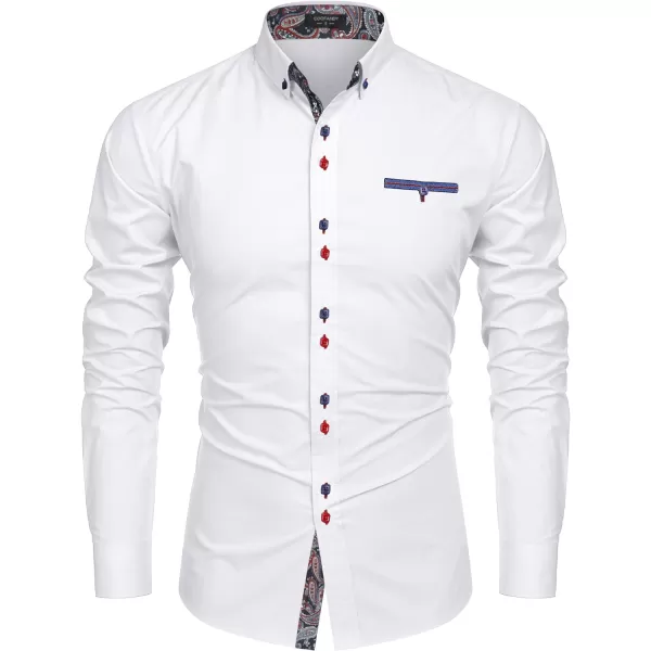 COOFANDY Mens Dress Shirt Long Sleeve Casual Button Down Paisley Shirts Party Wedding Dress Shirt