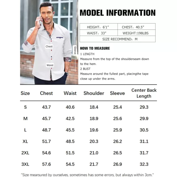 COOFANDY Mens Dress Shirt Long Sleeve Casual Button Down Paisley Shirts Party Wedding Dress Shirt