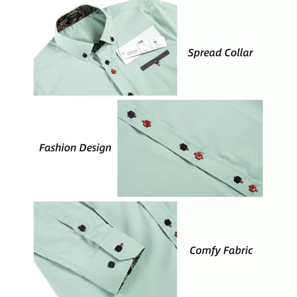 COOFANDY Mens Dress Shirt Long Sleeve Casual Button Down Paisley Shirts Party Wedding Dress Shirt