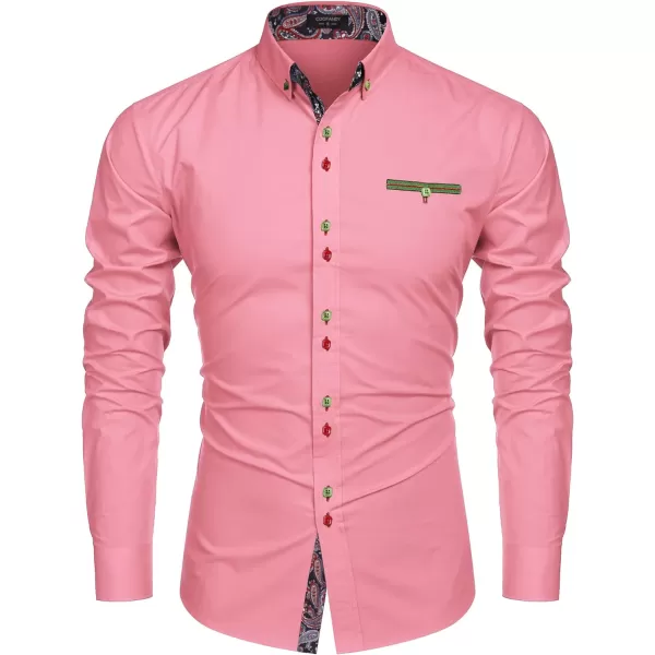 COOFANDY Mens Dress Shirt Long Sleeve Casual Button Down Paisley Shirts Party Wedding Dress Shirt