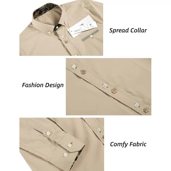 COOFANDY Mens Dress Shirt Long Sleeve Casual Button Down Paisley Shirts Party Wedding Dress Shirt