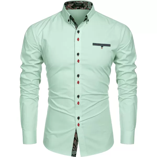COOFANDY Mens Dress Shirt Long Sleeve Casual Button Down Paisley Shirts Party Wedding Dress Shirt