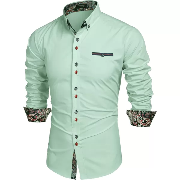 COOFANDY Mens Dress Shirt Long Sleeve Casual Button Down Paisley Shirts Party Wedding Dress Shirt