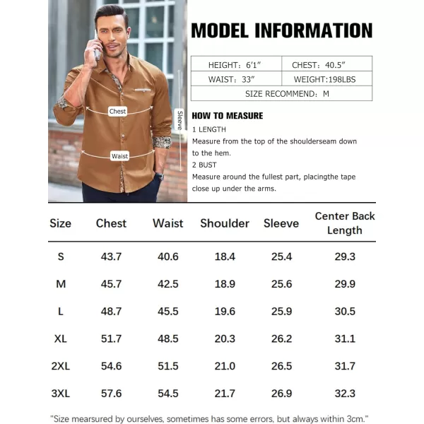 COOFANDY Mens Dress Shirt Long Sleeve Casual Button Down Paisley Shirts Party Wedding Dress Shirt