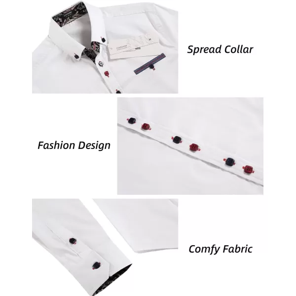 COOFANDY Mens Dress Shirt Long Sleeve Casual Button Down Paisley Shirts Party Wedding Dress Shirt