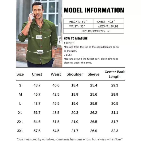 COOFANDY Mens Dress Shirt Long Sleeve Casual Button Down Paisley Shirts Party Wedding Dress Shirt