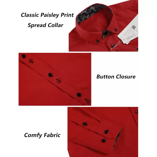 COOFANDY Mens Dress Shirt Long Sleeve Casual Button Down Paisley Shirts Party Wedding Dress Shirt