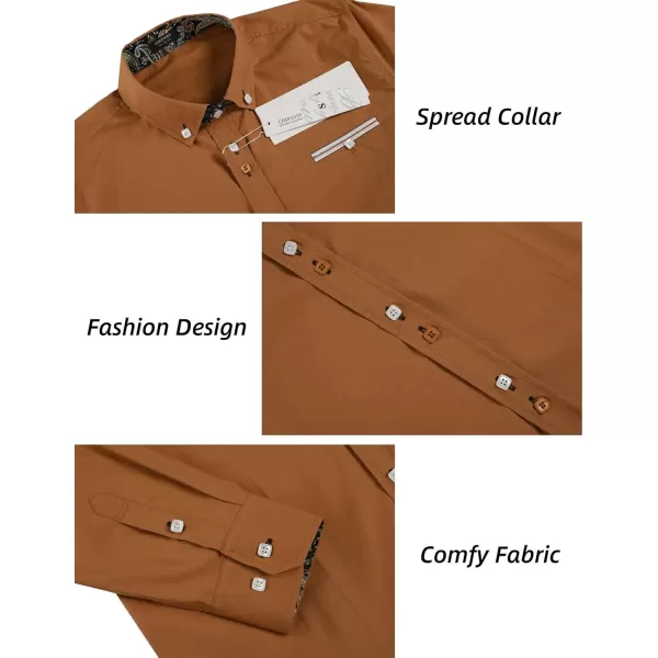 COOFANDY Mens Dress Shirt Long Sleeve Casual Button Down Paisley Shirts Party Wedding Dress Shirt
