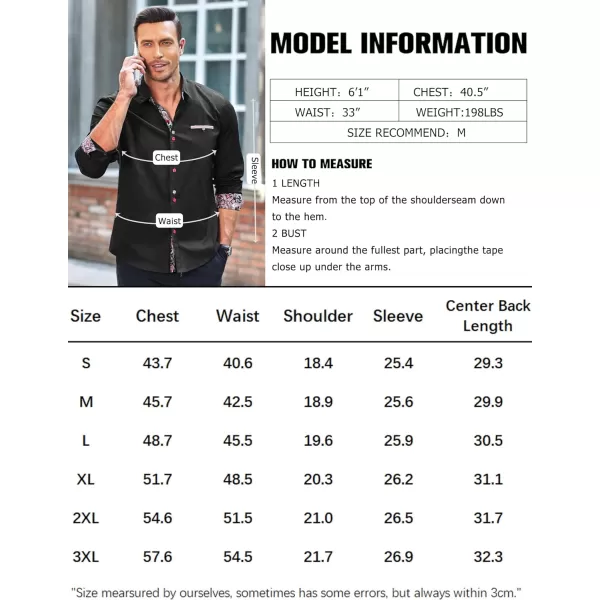 COOFANDY Mens Dress Shirt Long Sleeve Casual Button Down Paisley Shirts Party Wedding Dress Shirt
