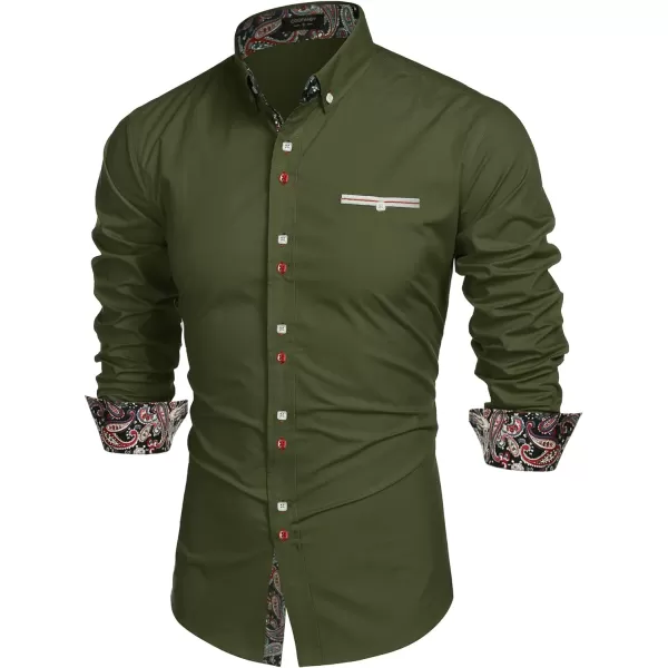 COOFANDY Mens Dress Shirt Long Sleeve Casual Button Down Paisley Shirts Party Wedding Dress Shirt