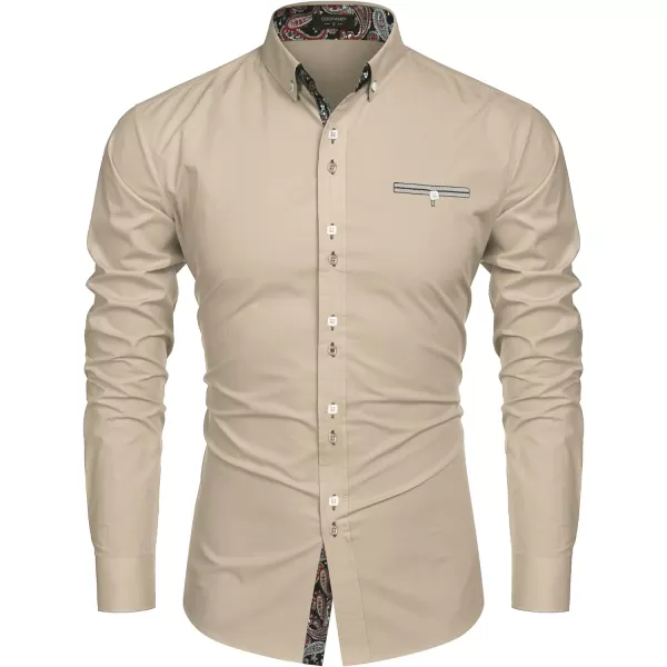 COOFANDY Mens Dress Shirt Long Sleeve Casual Button Down Paisley Shirts Party Wedding Dress Shirt