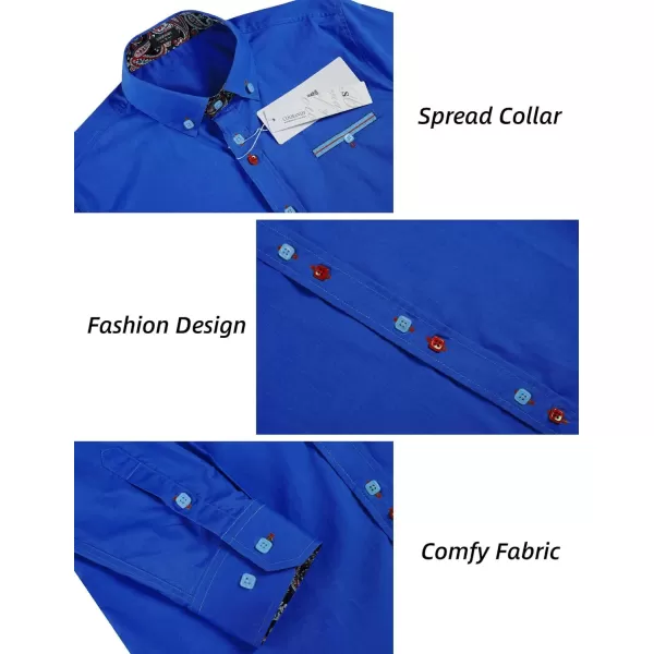 COOFANDY Mens Dress Shirt Long Sleeve Casual Button Down Paisley Shirts Party Wedding Dress Shirt
