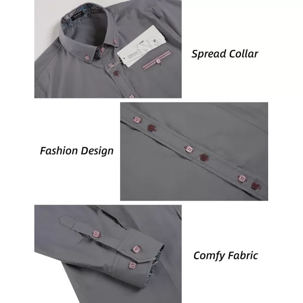 COOFANDY Mens Dress Shirt Long Sleeve Casual Button Down Paisley Shirts Party Wedding Dress Shirt