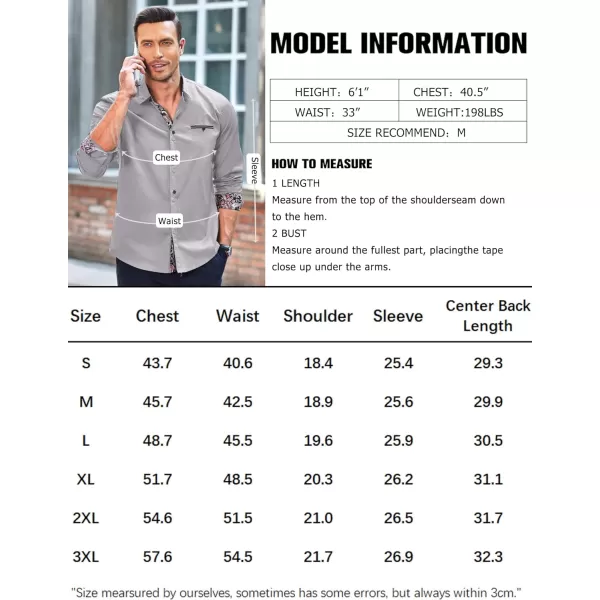 COOFANDY Mens Dress Shirt Long Sleeve Casual Button Down Paisley Shirts Party Wedding Dress Shirt