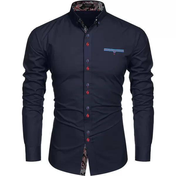 COOFANDY Mens Dress Shirt Long Sleeve Casual Button Down Paisley Shirts Party Wedding Dress Shirt