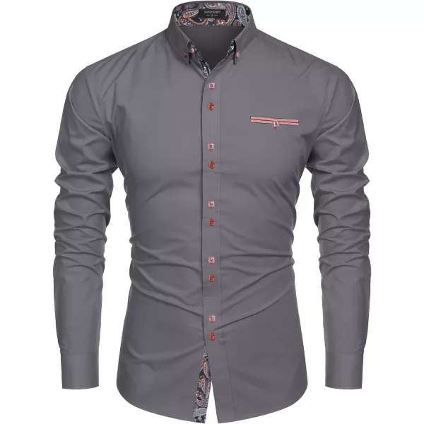 COOFANDY Mens Dress Shirt Long Sleeve Casual Button Down Paisley Shirts Party Wedding Dress Shirt