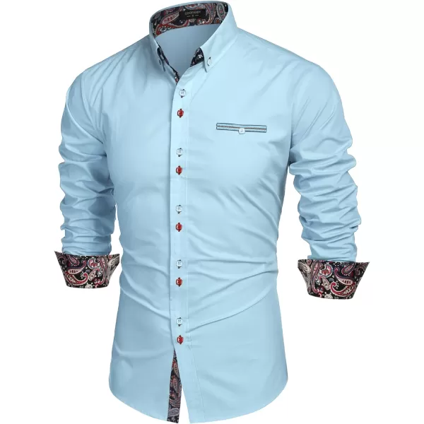 COOFANDY Mens Dress Shirt Long Sleeve Casual Button Down Paisley Shirts Party Wedding Dress Shirt