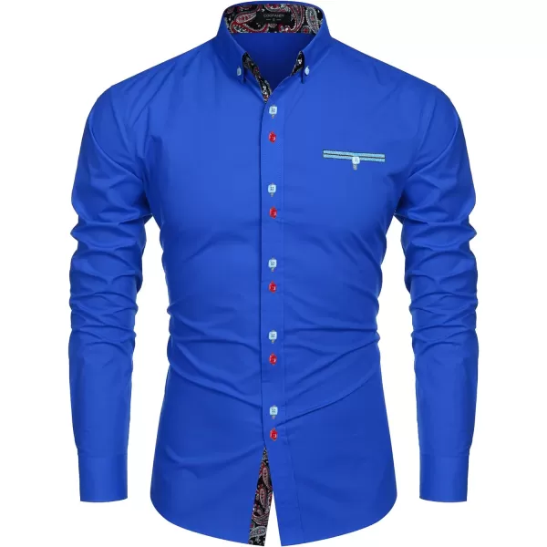 COOFANDY Mens Dress Shirt Long Sleeve Casual Button Down Paisley Shirts Party Wedding Dress Shirt