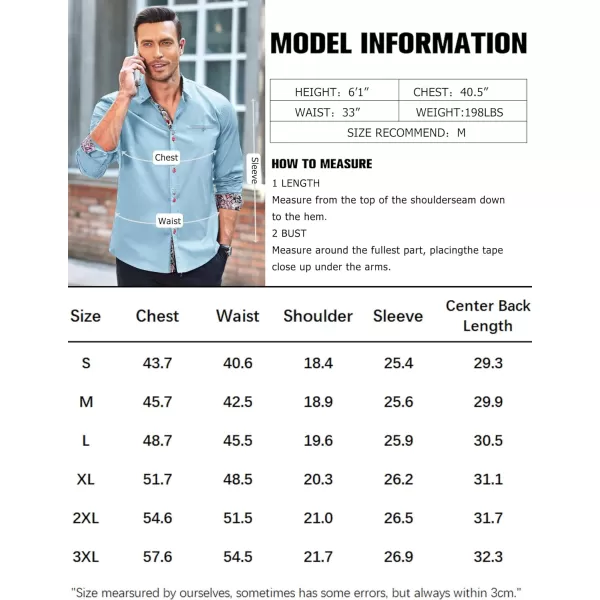 COOFANDY Mens Dress Shirt Long Sleeve Casual Button Down Paisley Shirts Party Wedding Dress Shirt