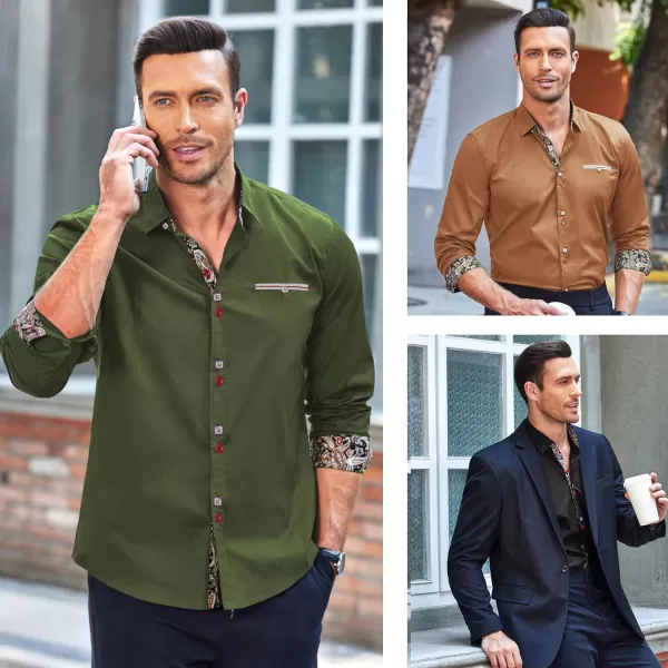 COOFANDY Mens Dress Shirt Long Sleeve Casual Button Down Paisley Shirts Party Wedding Dress Shirt