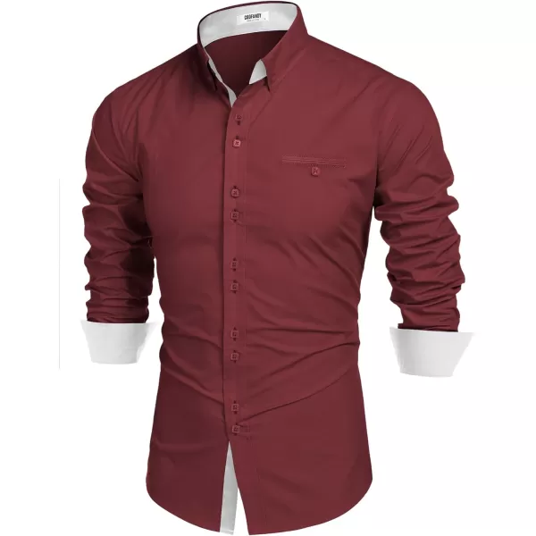 COOFANDY Mens Dress Shirt Long Sleeve Casual Button Down Paisley Shirts Party Wedding Dress Shirt
