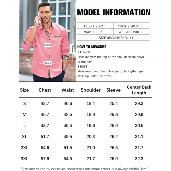 COOFANDY Mens Dress Shirt Long Sleeve Casual Button Down Paisley Shirts Party Wedding Dress Shirt
