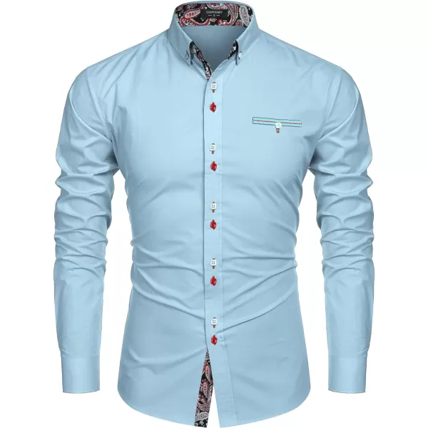COOFANDY Mens Dress Shirt Long Sleeve Casual Button Down Paisley Shirts Party Wedding Dress Shirt