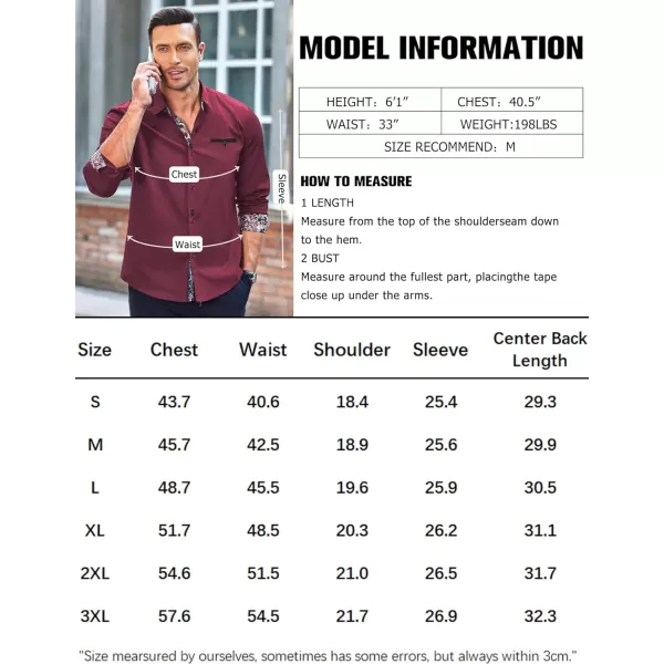 COOFANDY Mens Dress Shirt Long Sleeve Casual Button Down Paisley Shirts Party Wedding Dress Shirt