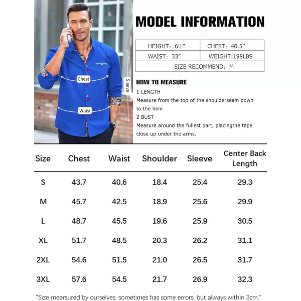 COOFANDY Mens Dress Shirt Long Sleeve Casual Button Down Paisley Shirts Party Wedding Dress Shirt