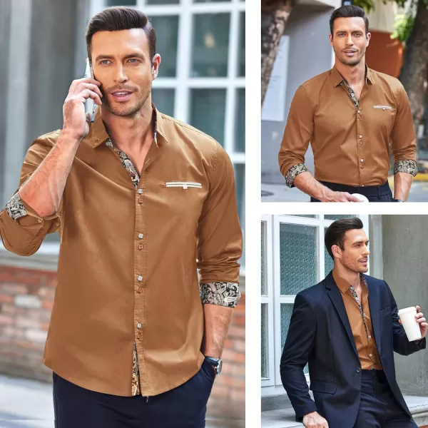 COOFANDY Mens Dress Shirt Long Sleeve Casual Button Down Paisley Shirts Party Wedding Dress Shirt