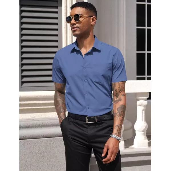 COOFANDY Men's Dress Shirts 2024 Short Sleeve Business Casual Regular Fit Button Down Shirts with Pocket
