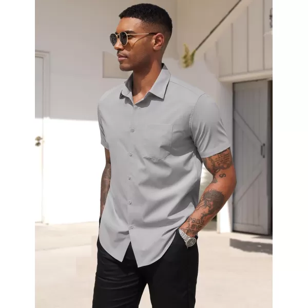 COOFANDY Men's Dress Shirts 2024 Short Sleeve Business Casual Regular Fit Button Down Shirts with Pocket