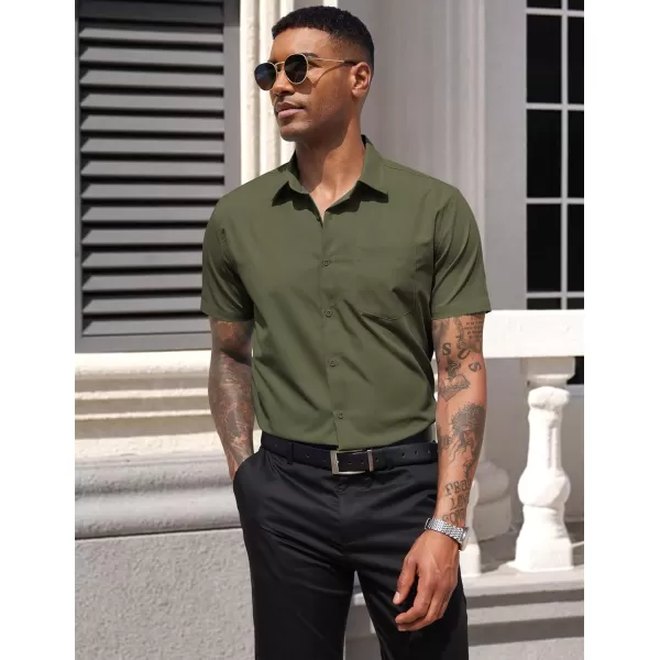 COOFANDY Men's Dress Shirts 2024 Short Sleeve Business Casual Regular Fit Button Down Shirts with Pocket