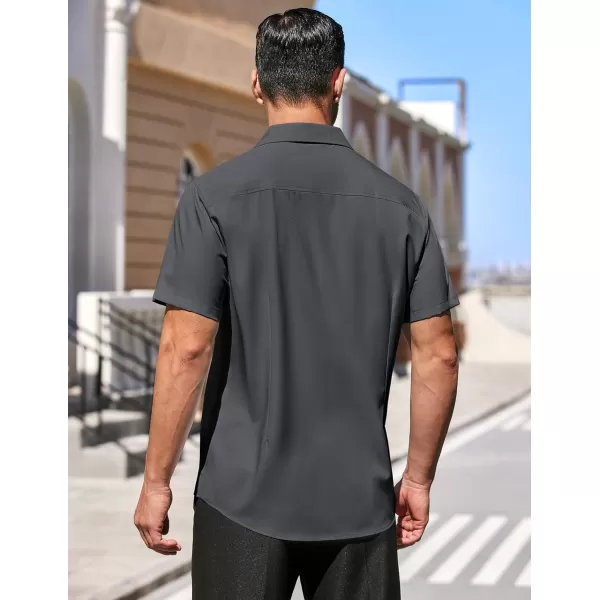 COOFANDY Men's Dress Shirts Short Sleeve Regular Fit Wrinkle Free Business Textured Shirt Casual Button Down Shirts
