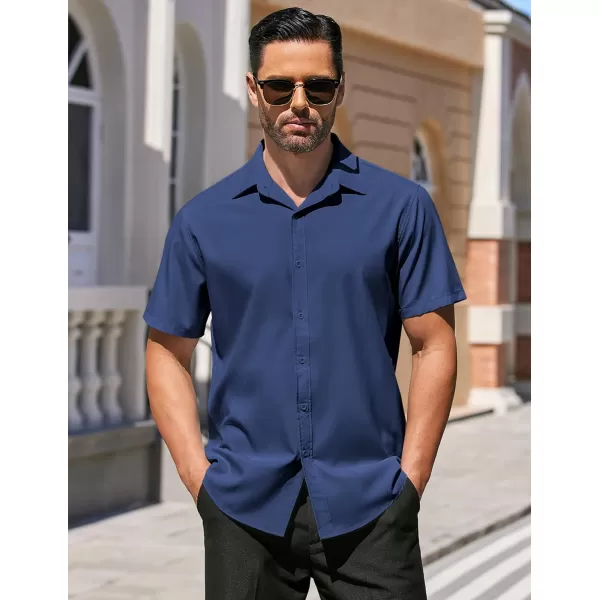 COOFANDY Men's Dress Shirts Short Sleeve Regular Fit Wrinkle Free Business Textured Shirt Casual Button Down Shirts