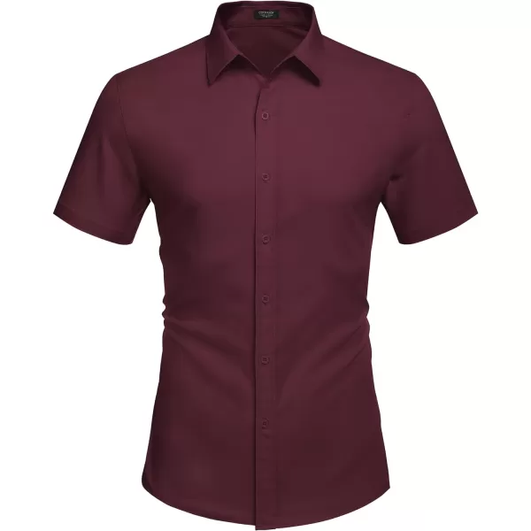 COOFANDY Men's Dress Shirts Short Sleeve Regular Fit Wrinkle Free Business Textured Shirt Casual Button Down Shirts