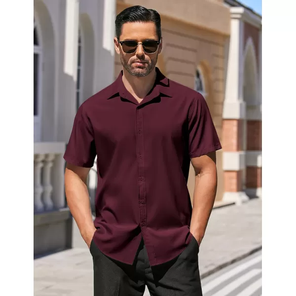 COOFANDY Men's Dress Shirts Short Sleeve Regular Fit Wrinkle Free Business Textured Shirt Casual Button Down Shirts