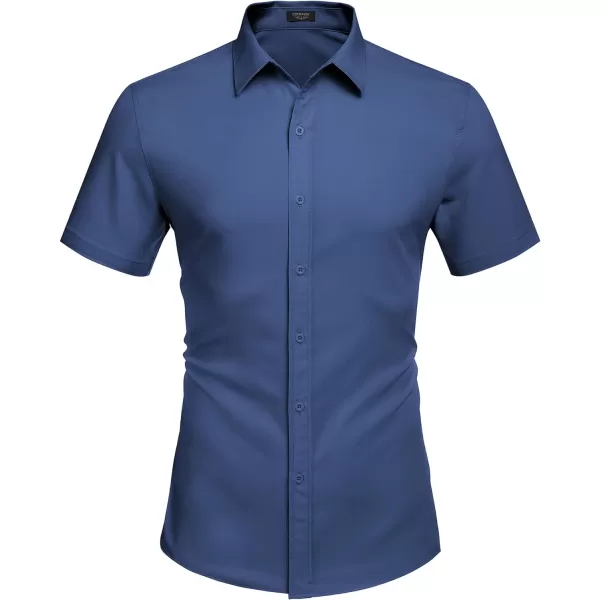 COOFANDY Men's Dress Shirts Short Sleeve Regular Fit Wrinkle Free Business Textured Shirt Casual Button Down Shirts