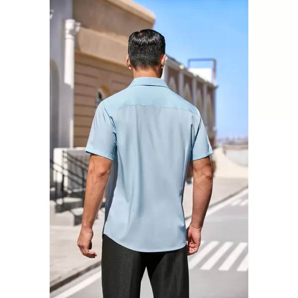 COOFANDY Men's Dress Shirts Short Sleeve Regular Fit Wrinkle Free Business Textured Shirt Casual Button Down Shirts