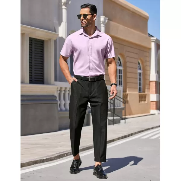 COOFANDY Men's Dress Shirts Short Sleeve Regular Fit Wrinkle Free Business Textured Shirt Casual Button Down Shirts