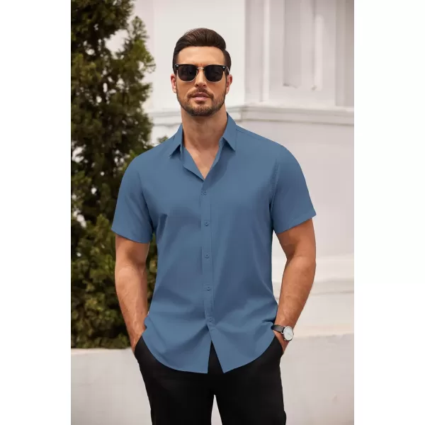 COOFANDY Men's Dress Shirts Short Sleeve Regular Fit Wrinkle Free Business Textured Shirt Casual Button Down Shirts