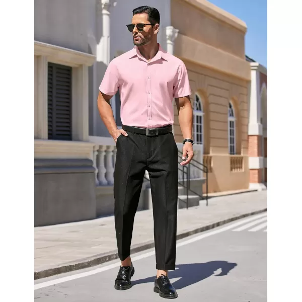 COOFANDY Men's Dress Shirts Short Sleeve Regular Fit Wrinkle Free Business Textured Shirt Casual Button Down Shirts