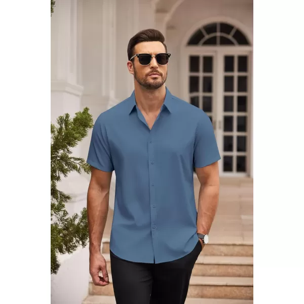 COOFANDY Men's Dress Shirts Short Sleeve Regular Fit Wrinkle Free Business Textured Shirt Casual Button Down Shirts