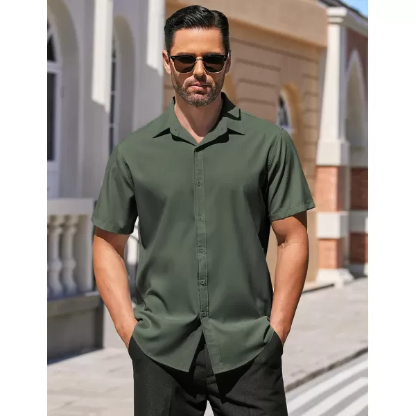 COOFANDY Men's Dress Shirts Short Sleeve Regular Fit Wrinkle Free Business Textured Shirt Casual Button Down Shirts