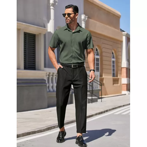 COOFANDY Men's Dress Shirts Short Sleeve Regular Fit Wrinkle Free Business Textured Shirt Casual Button Down Shirts