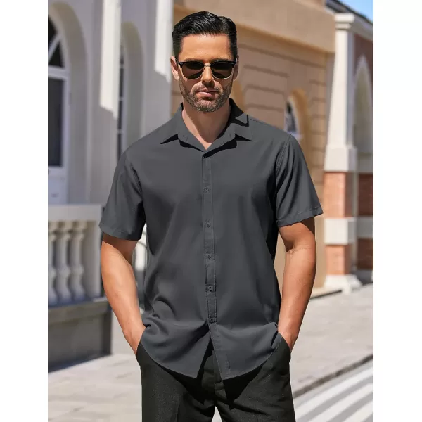 COOFANDY Men's Dress Shirts Short Sleeve Regular Fit Wrinkle Free Business Textured Shirt Casual Button Down Shirts